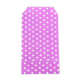 100 pc Kraft Paper Bags, No Handles, Storage Bags, White Polka Dot Pattern, Wedding Party Birthday Gift Bag, Purple, 15x8.3x0.02cm