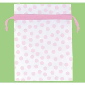 12 Pack Pink Baby Girl Dots Organza Bags