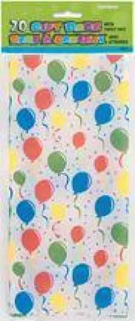 20 Pack Festive Ballons Cello Bags - 12.5cm W x 28cm H