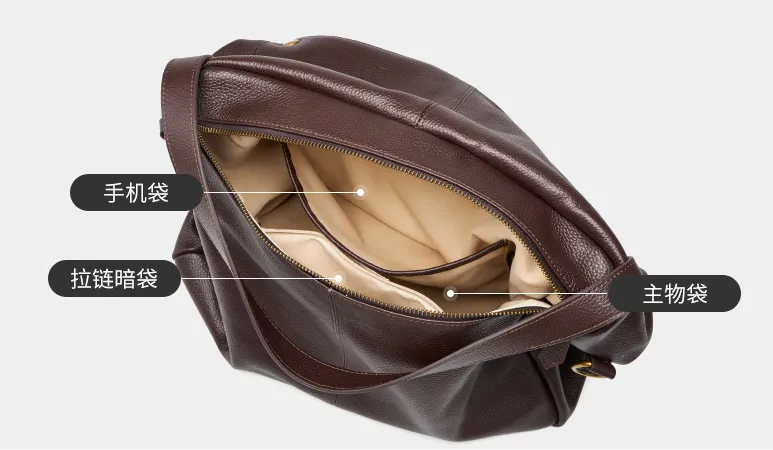36CM large capacity single shoulder leather soft leather tote women's bag 2957 coffee