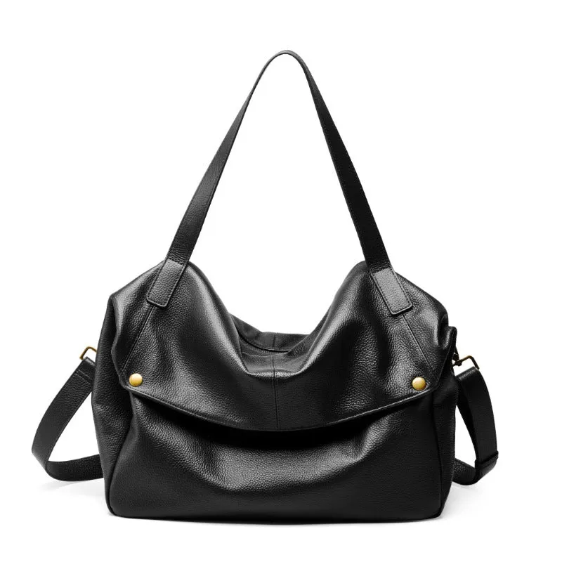 36CM large capacity single shoulder leather soft leather tote women's bag 2957 coffee