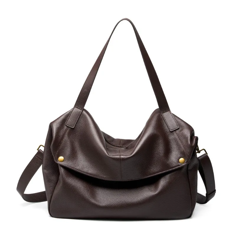 36CM large capacity single shoulder leather soft leather tote women's bag 2957 coffee
