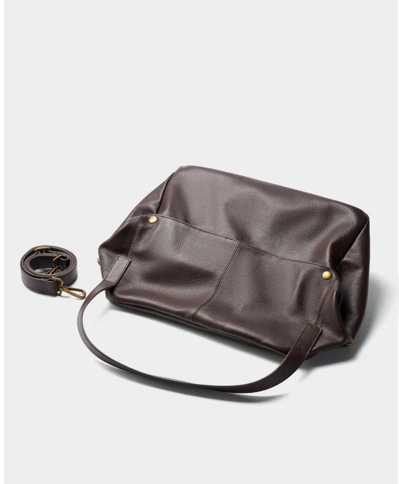 36CM large capacity single shoulder leather soft leather tote women's bag 2957 coffee