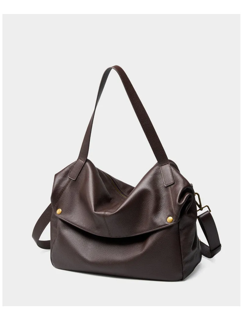 36CM large capacity single shoulder leather soft leather tote women's bag 2957 coffee