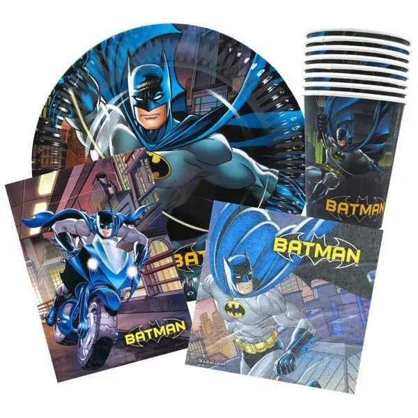 40 Piece Batman Party Pack - Plates - Cups - Loot Bags - Napkins