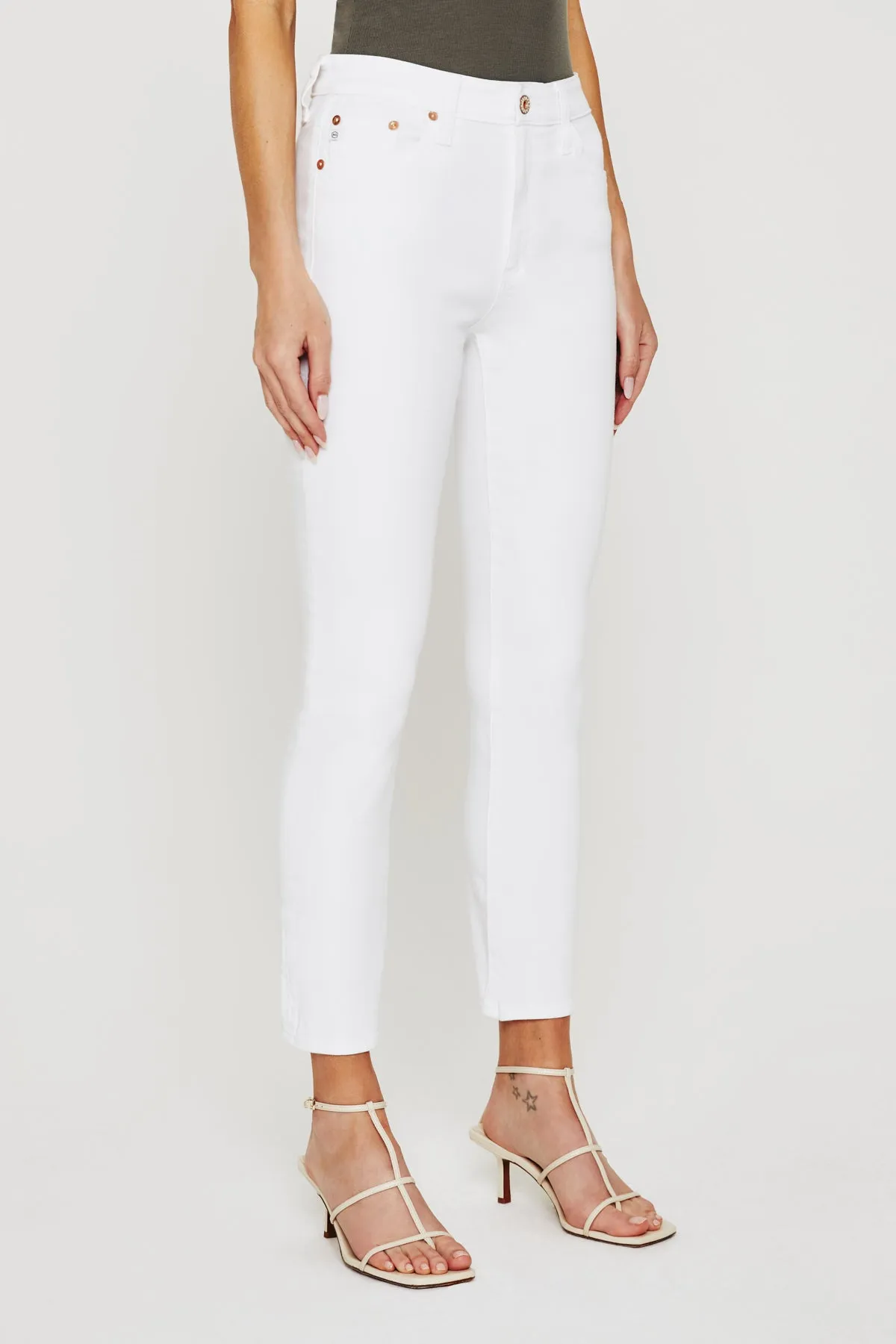 AG Mari Crop High Rise Slim Straight - Aesthetic White