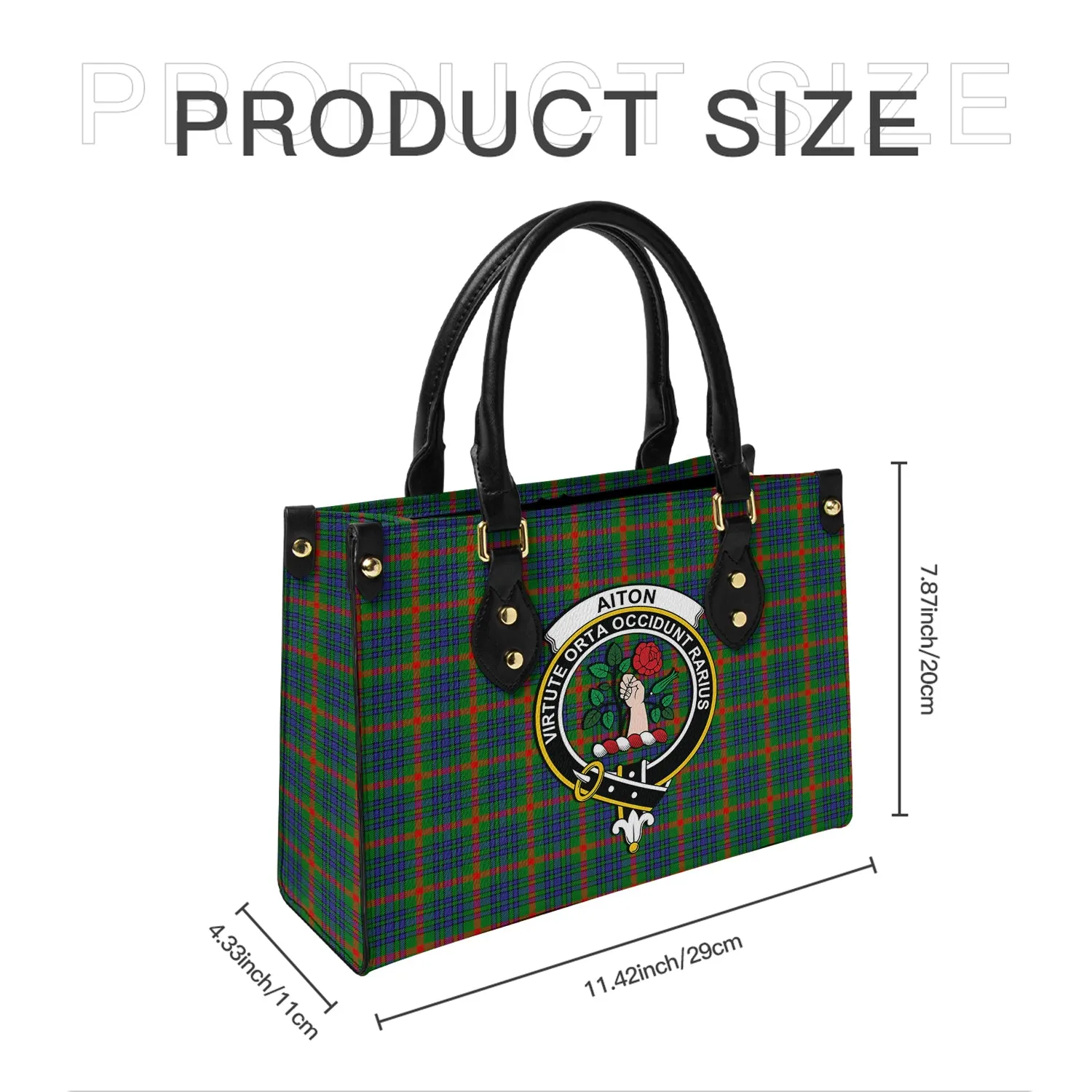 Aiton Tartan Leather Bag with Family Crest
