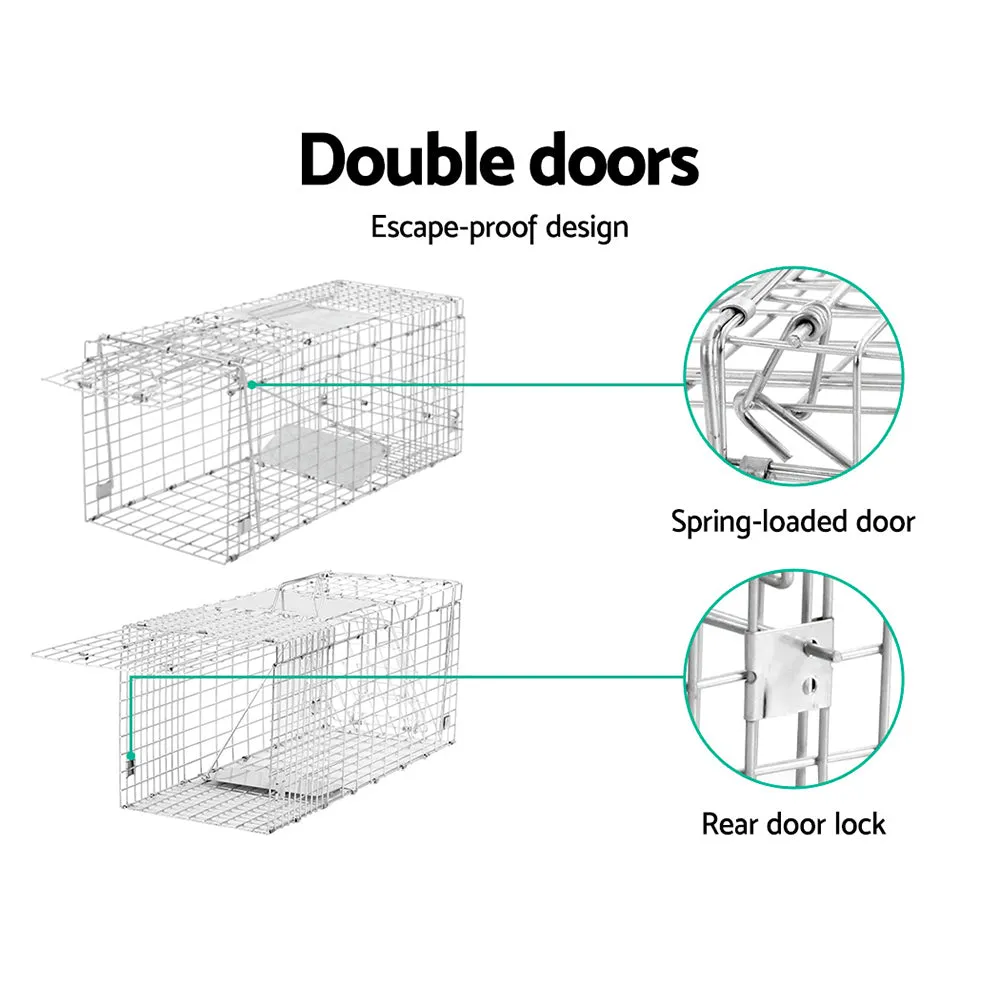 Animal Trap Cage 94 x 34 x 36cm  - Silver