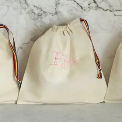 BABY PINK personalised cotton drawstring bags