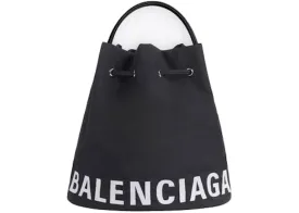 Balenciaga Wheel Drawstring Bucket Bag Extra Small Black