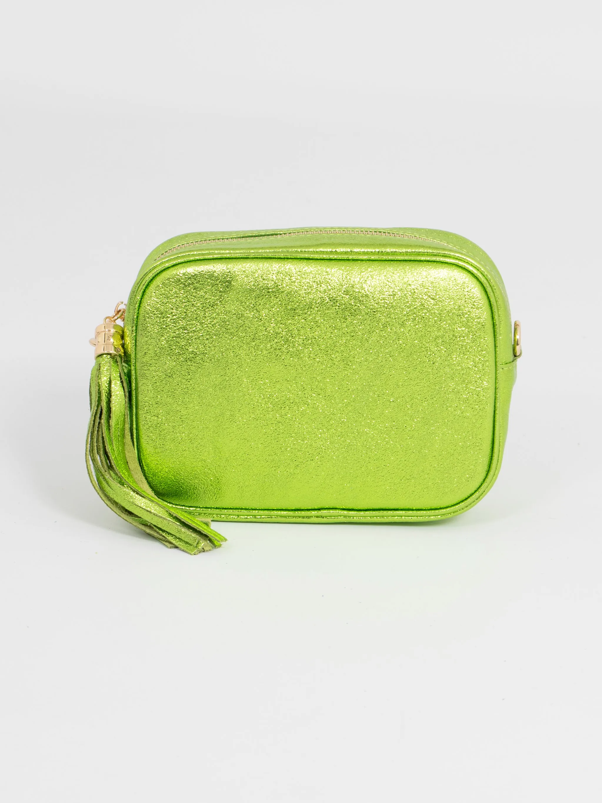 Beau - Italian Leather Crossbody Bag - Lime, Metallic