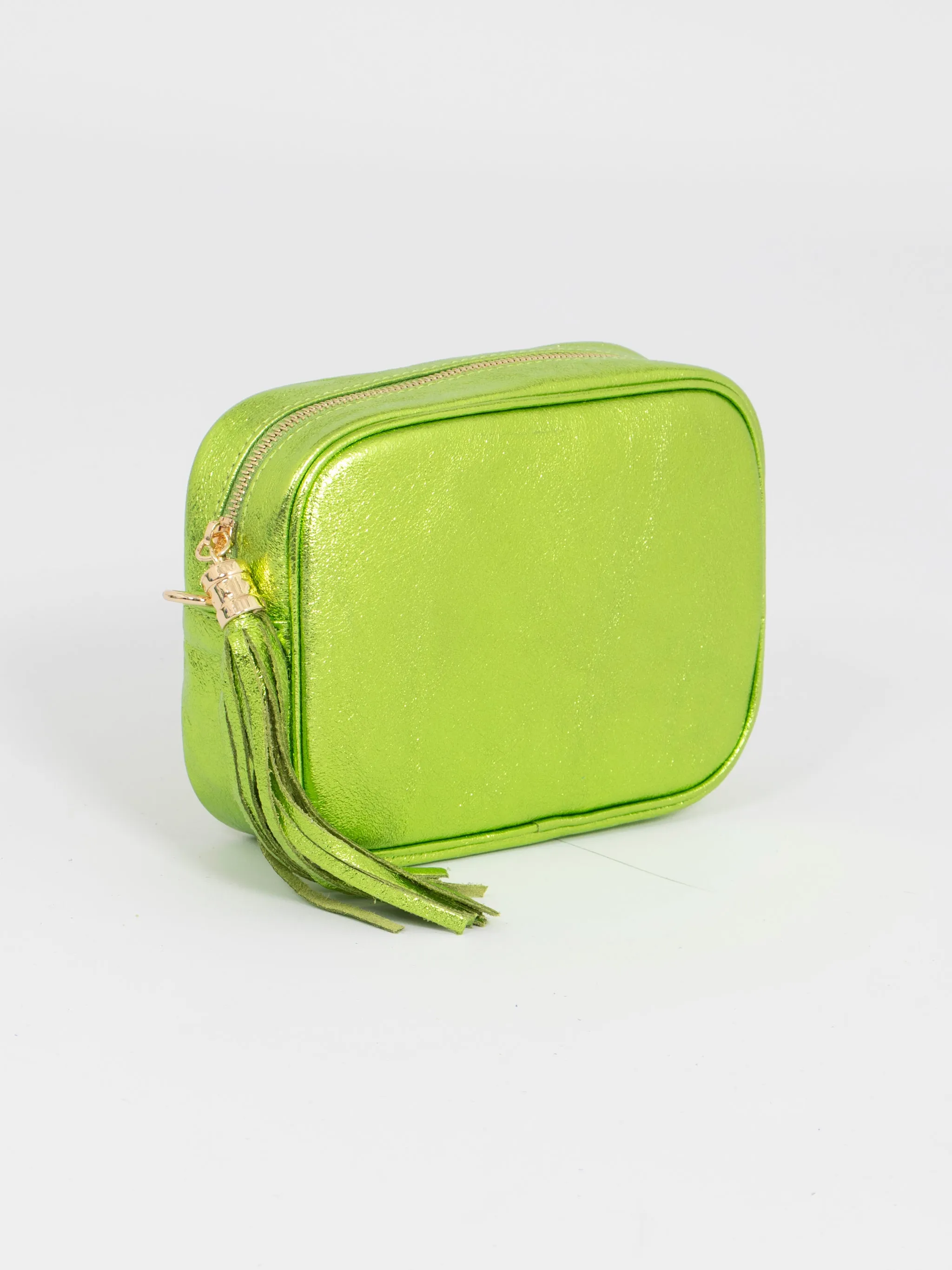 Beau - Italian Leather Crossbody Bag - Lime, Metallic