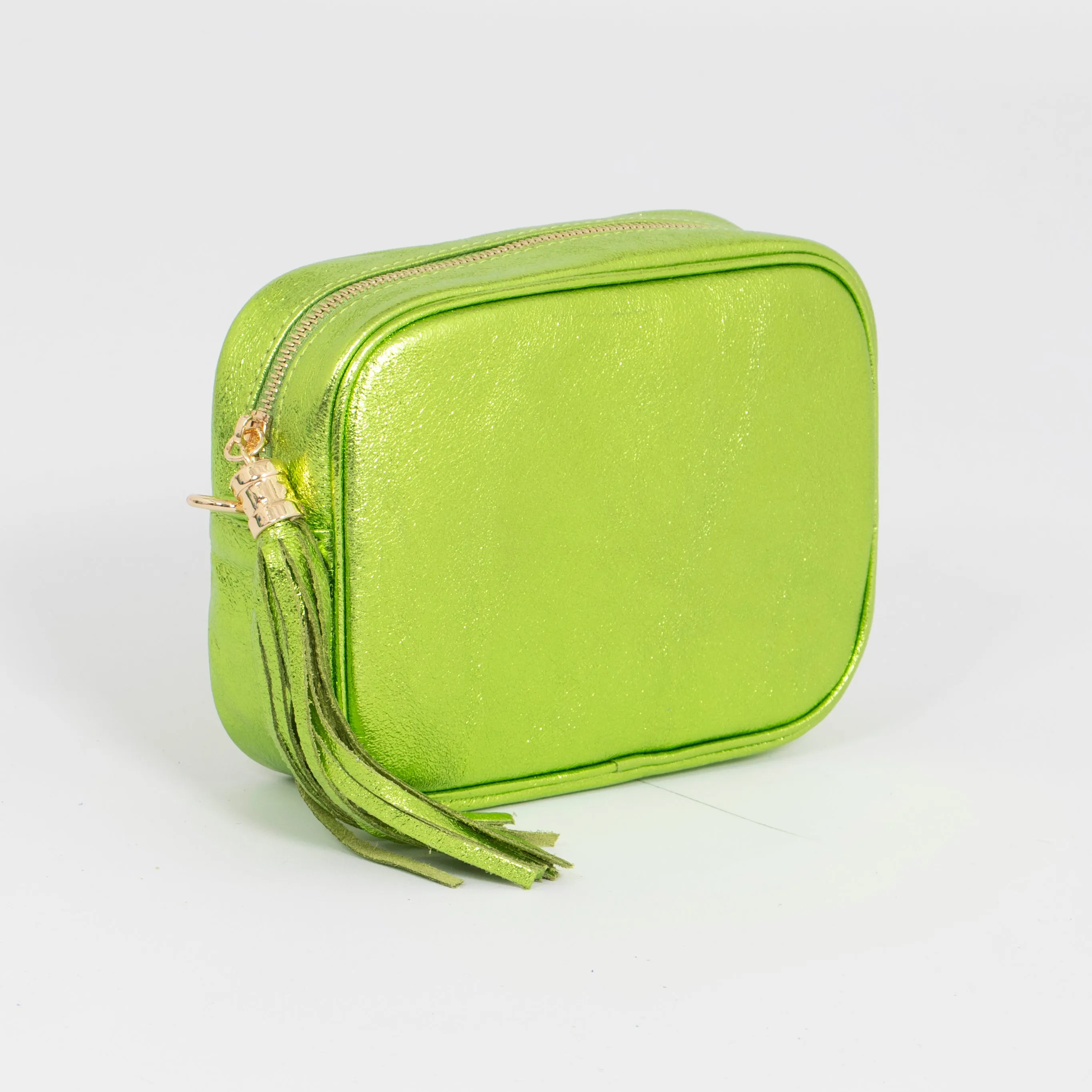 Beau - Italian Leather Crossbody Bag - Lime, Metallic
