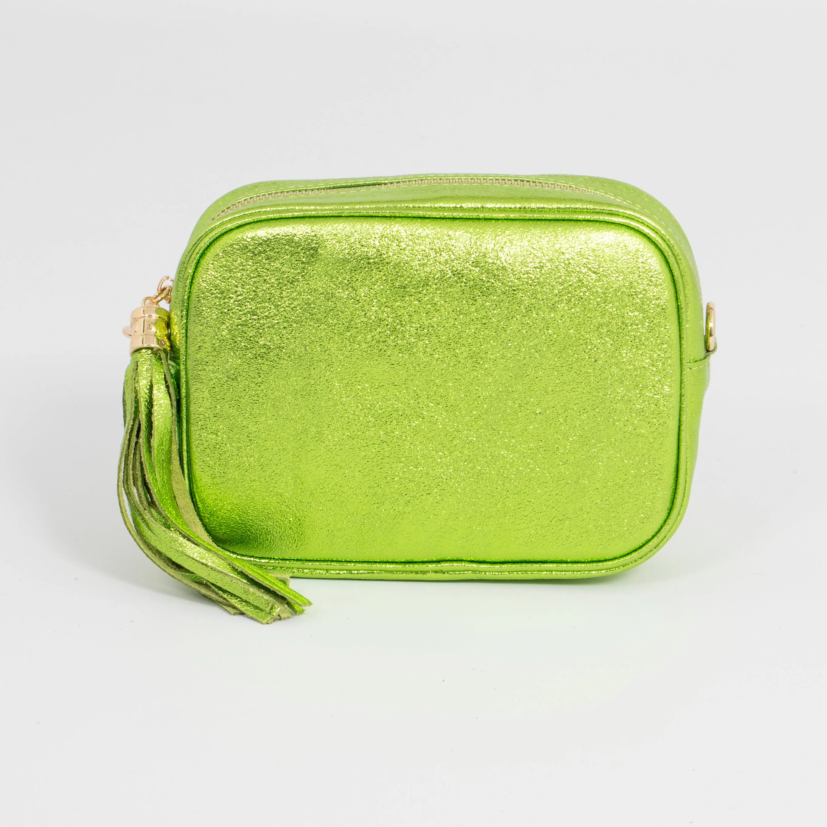 Beau - Italian Leather Crossbody Bag - Lime, Metallic