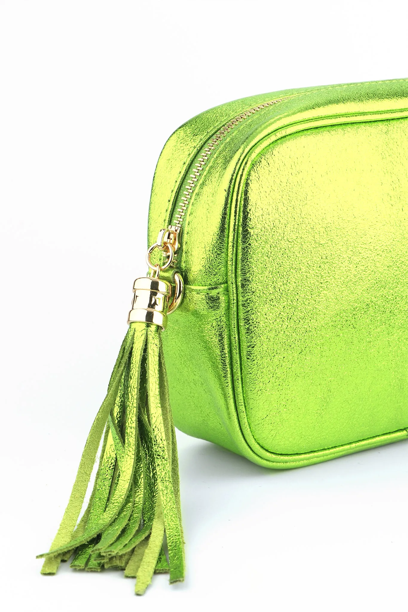 Beau - Italian Leather Crossbody Bag - Lime, Metallic