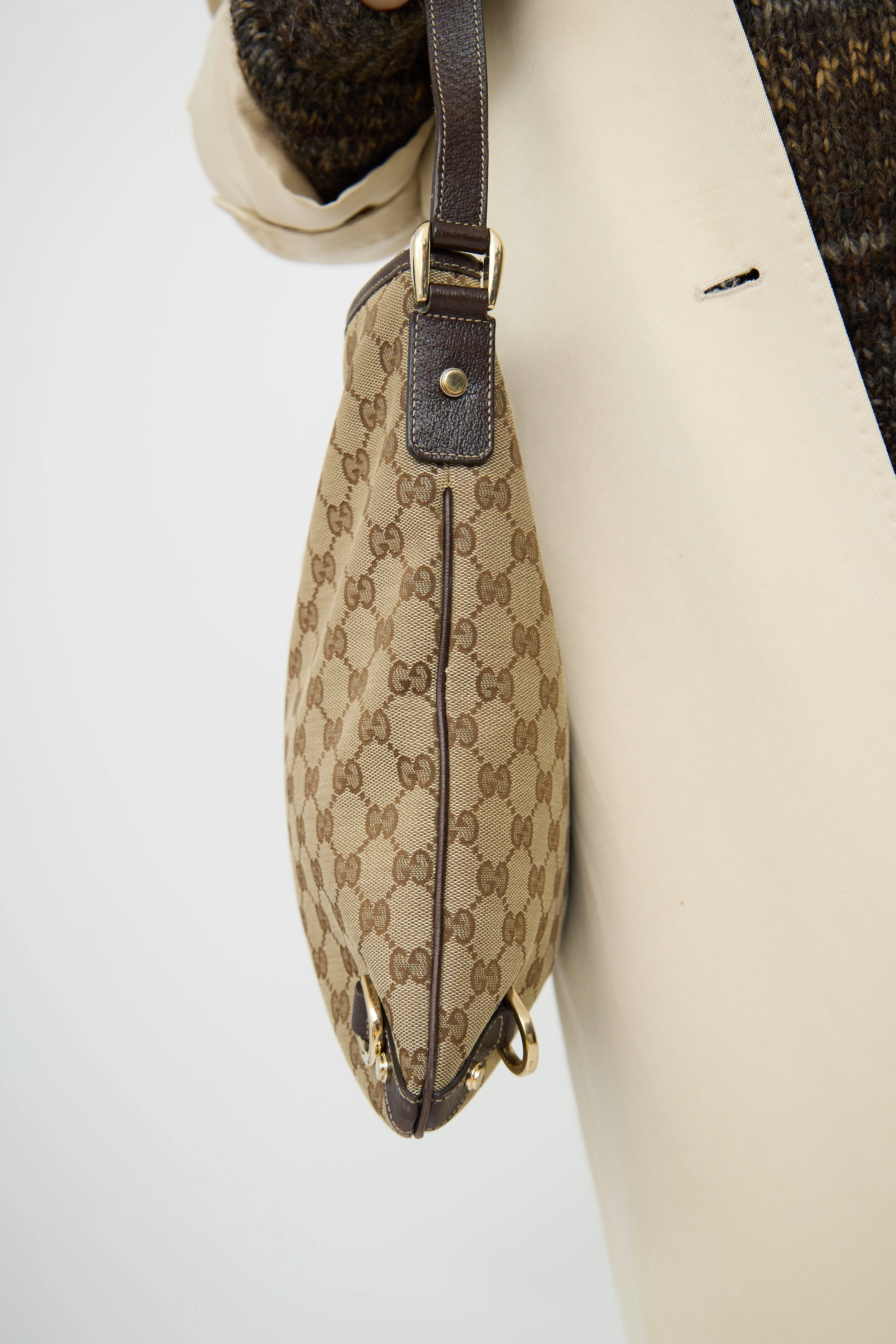 Beige & Brown Canvas Abbey Crossbody Bag