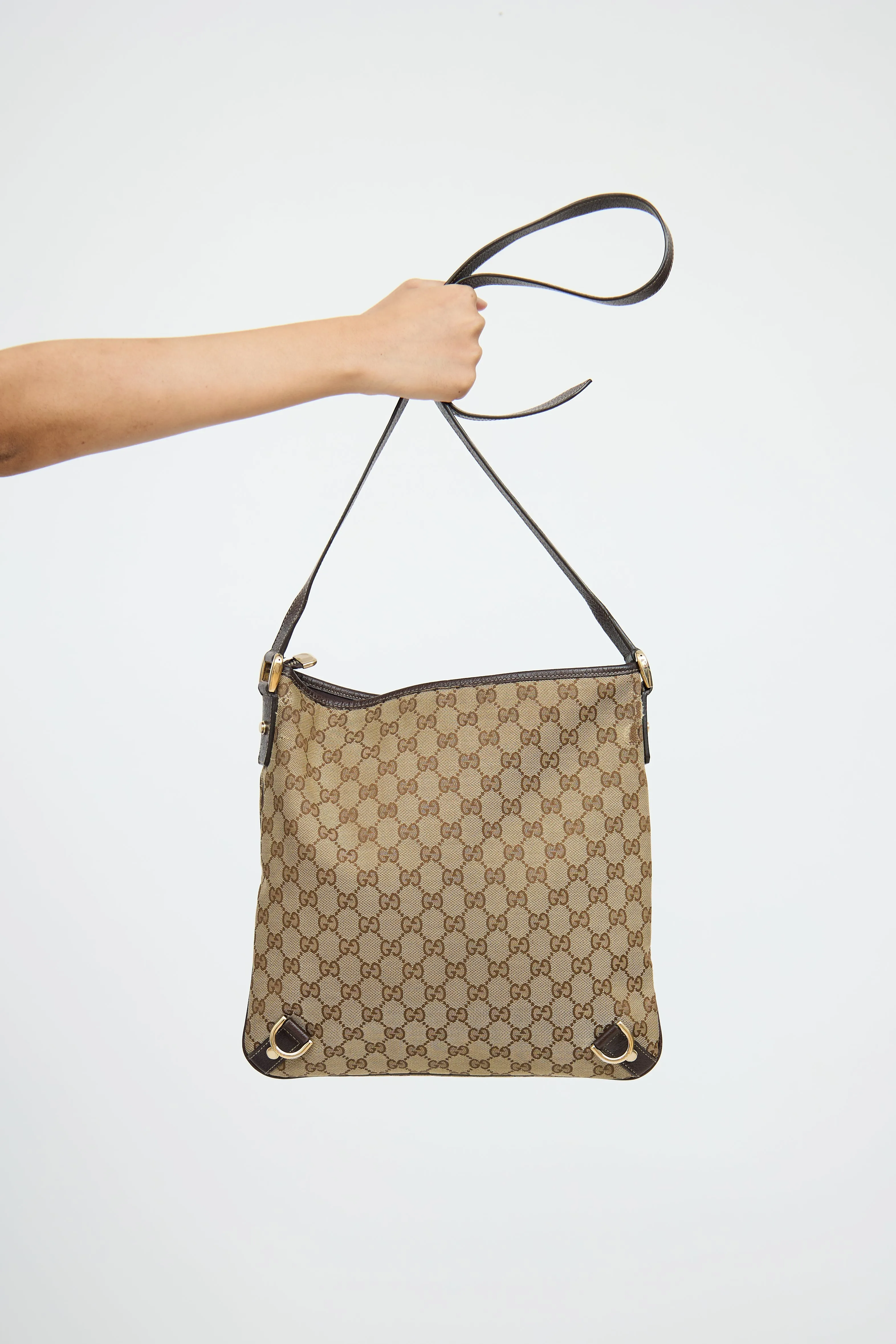 Beige & Brown Canvas Abbey Crossbody Bag