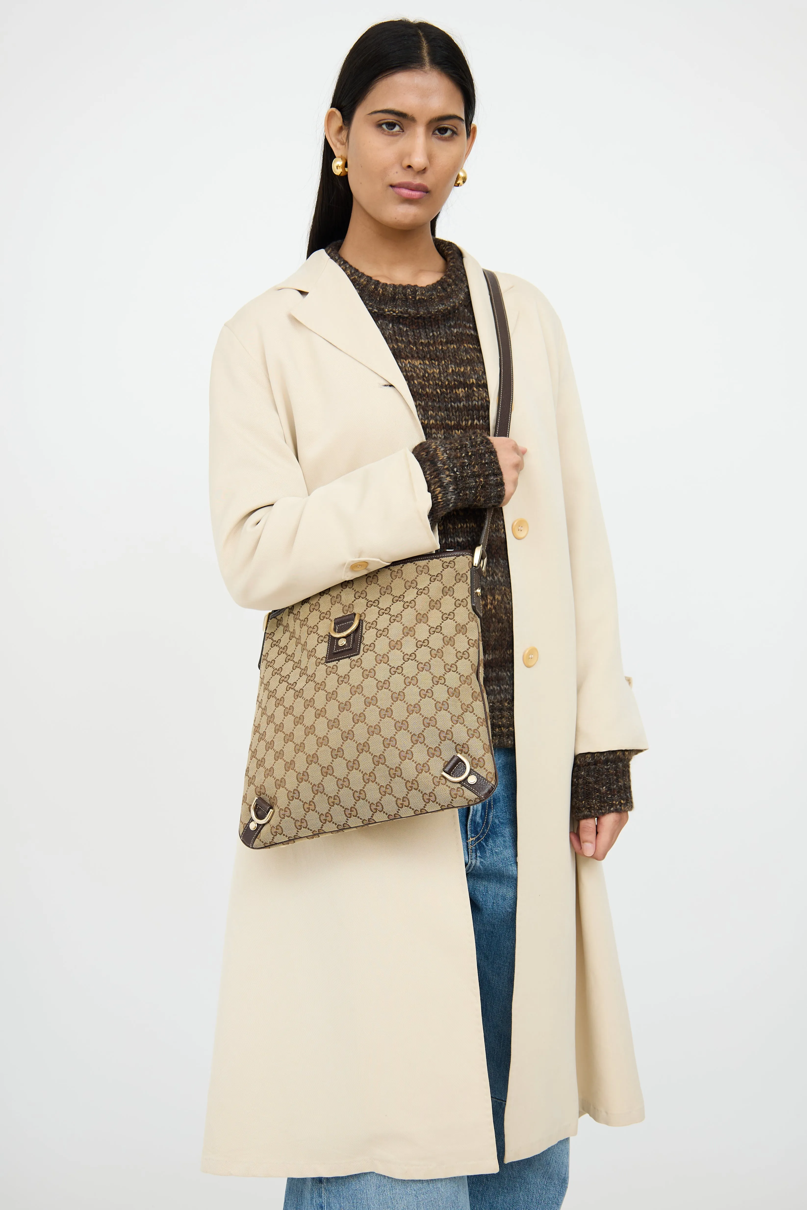 Beige & Brown Canvas Abbey Crossbody Bag