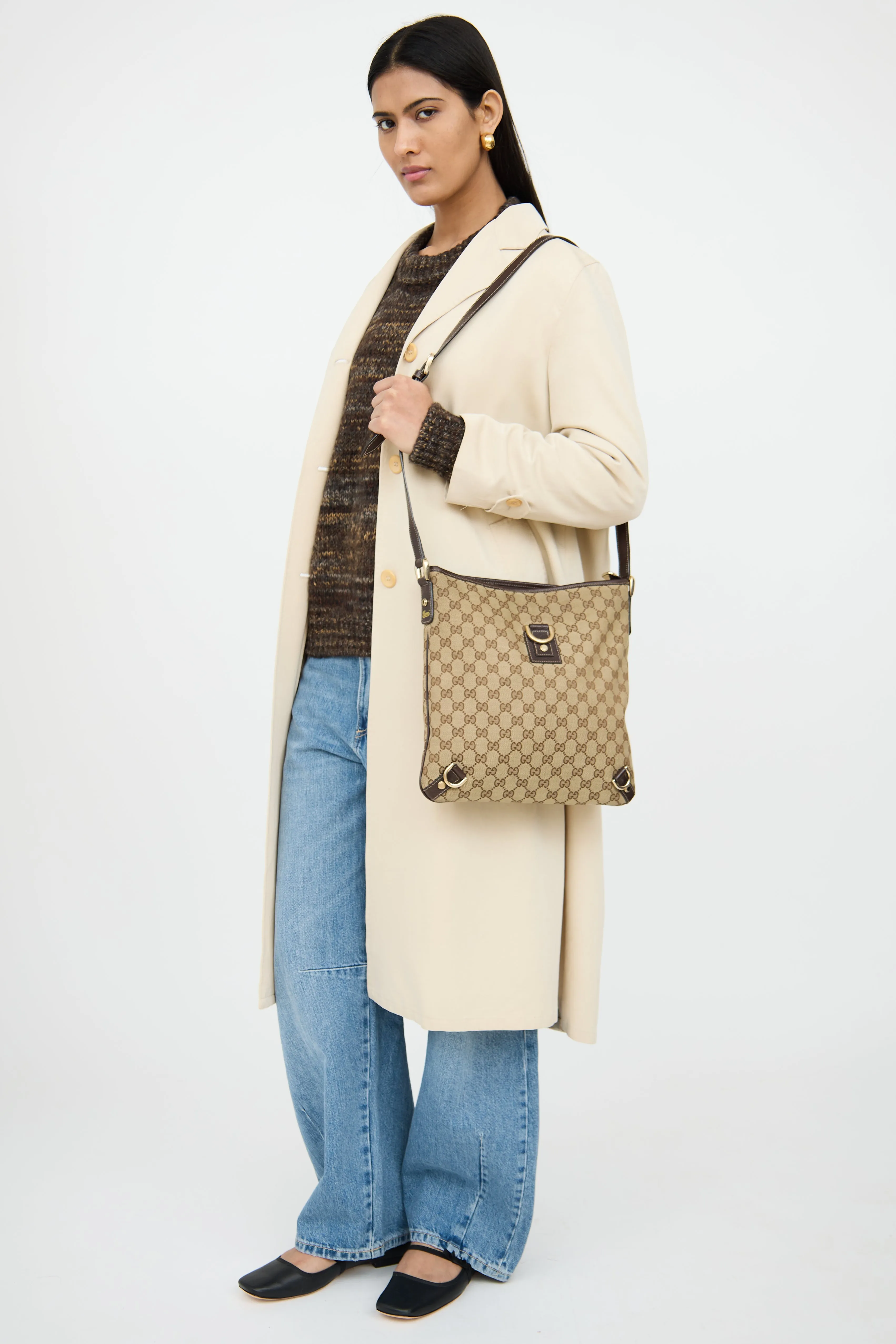 Beige & Brown Canvas Abbey Crossbody Bag