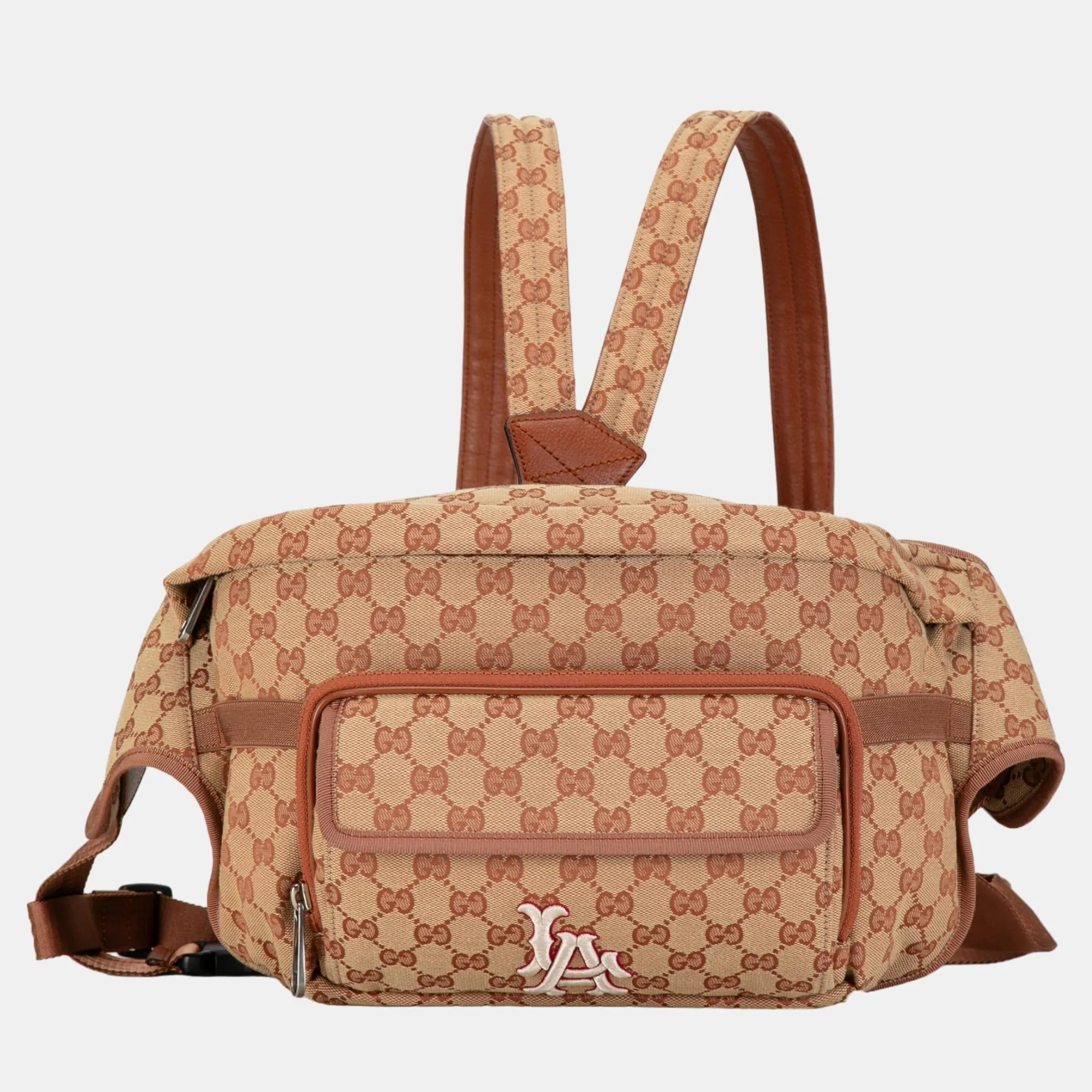 Beige/Brown X MLB GG Canvas LA Dodgers Convertible Belt Bag