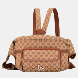 Beige/Brown X MLB GG Canvas LA Dodgers Convertible Belt Bag