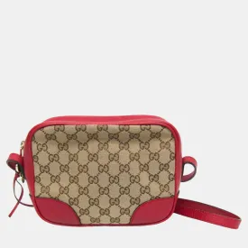 Beige/Red GG Canvas and Leather Mini Bree Shoulder Bag