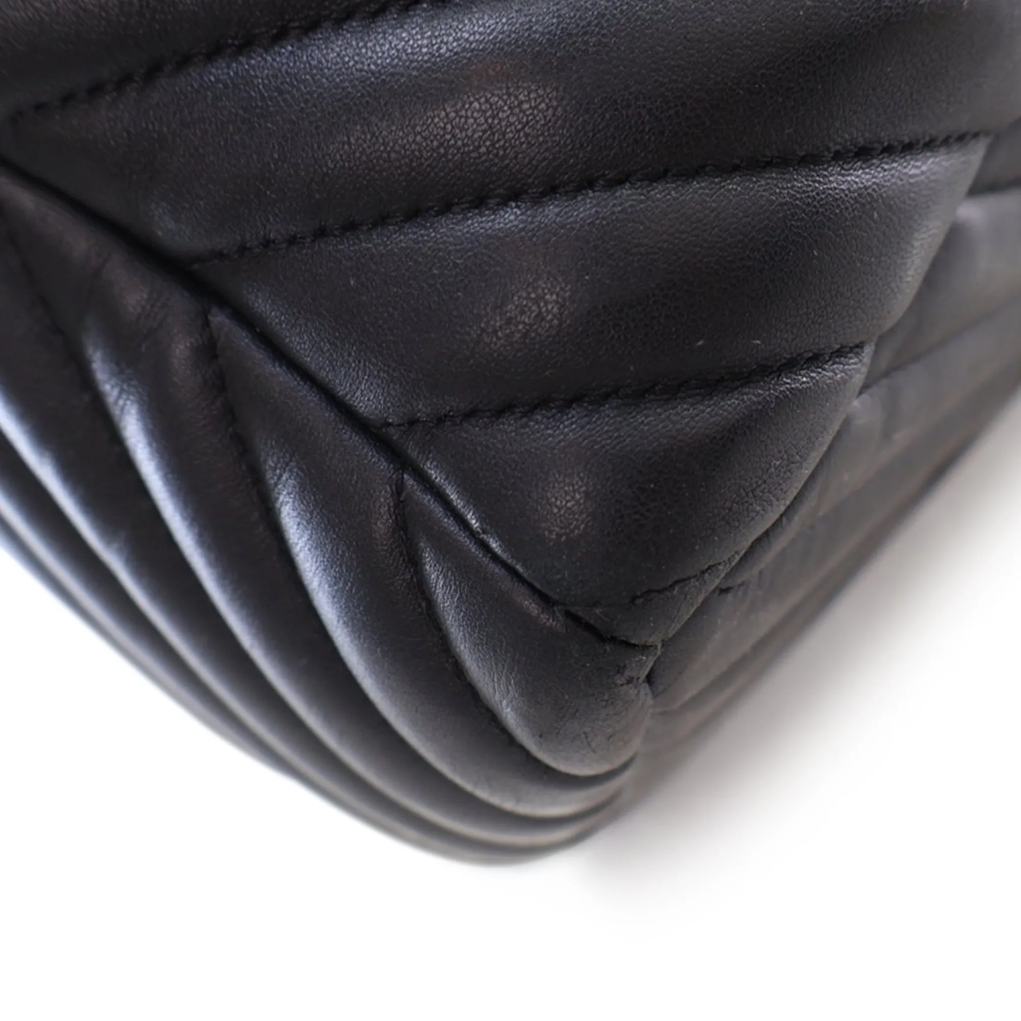 Black Chanel Chevron Calfskin Urban Spirit Bucket Bag