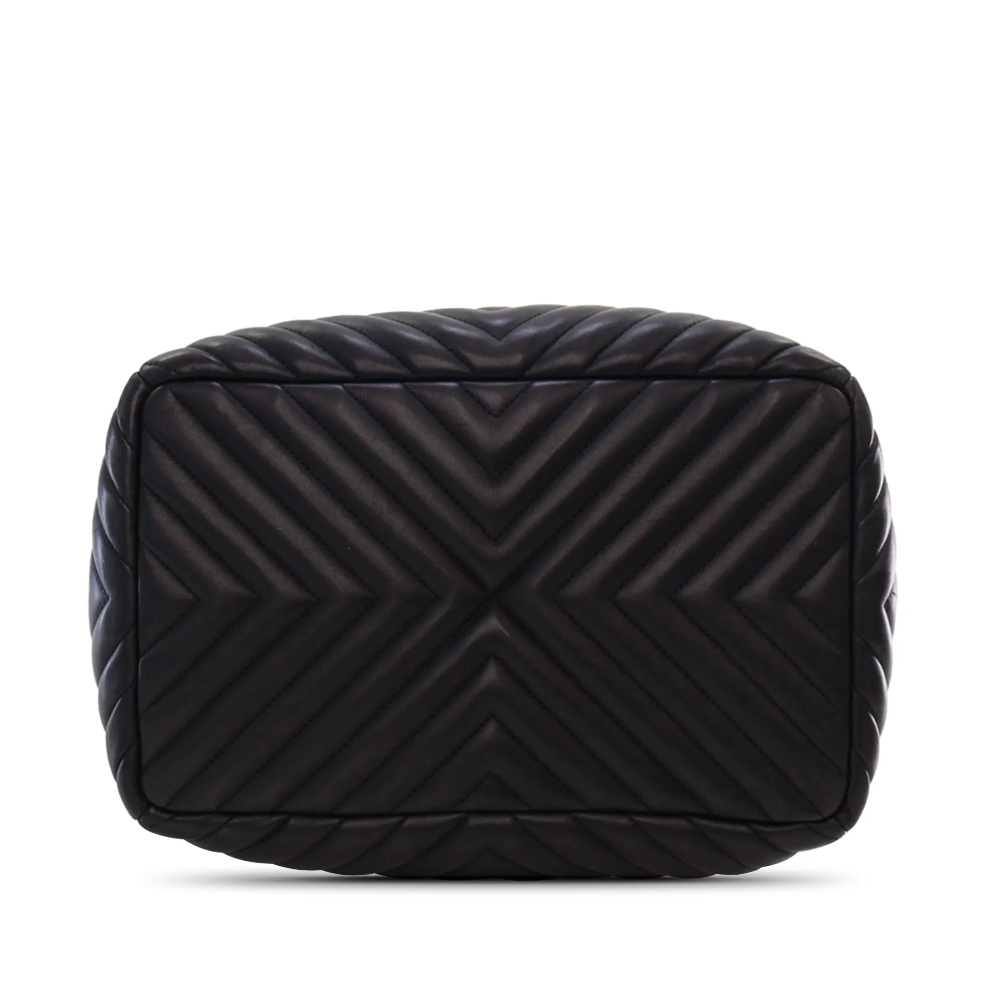Black Chanel Chevron Calfskin Urban Spirit Bucket Bag