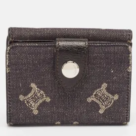 Black Denim Macadam Print French Wallet