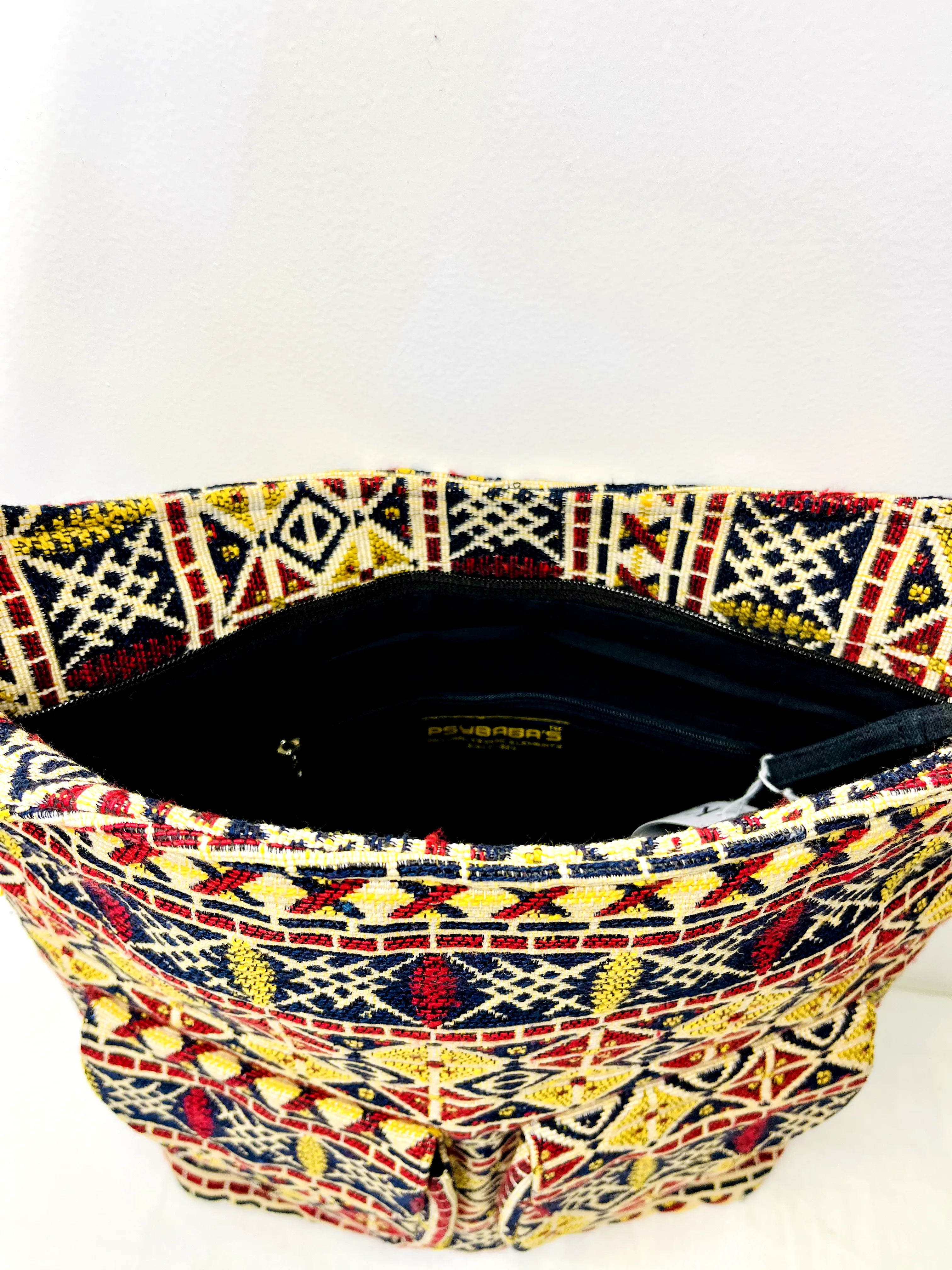 Black Multicolor Tote Bag With Pockets