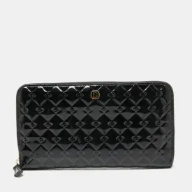 Black Patent Leather Zip Around Wallet