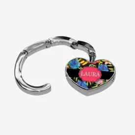 Blue Roses Heart Shape Personalized Folding Purse Hanger