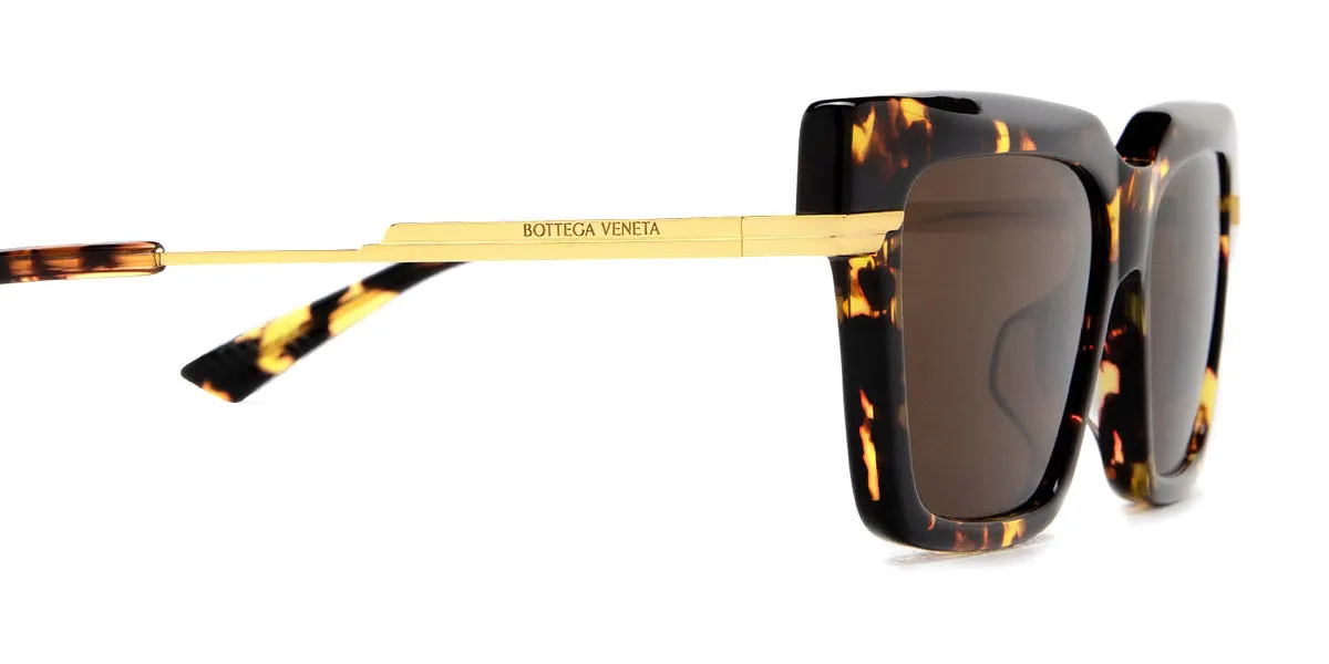 Bottega Veneta Havana/Gold Sunglasses with Brown Lenses