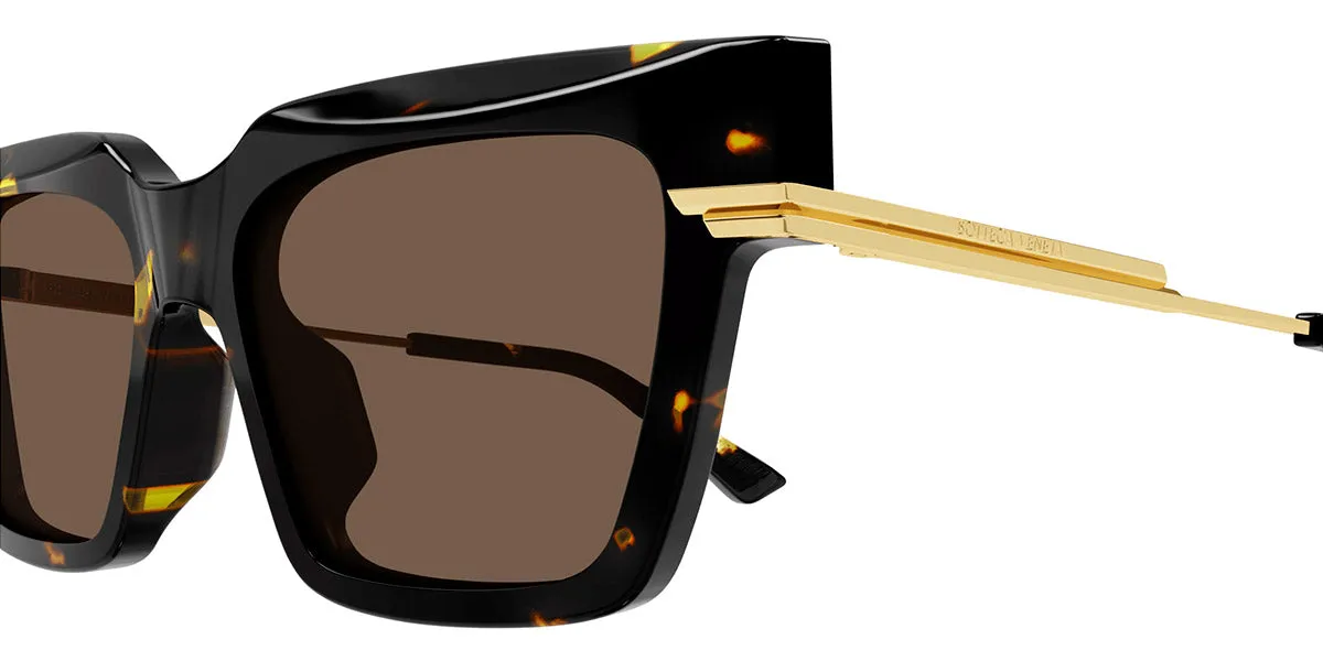 Bottega Veneta Havana/Gold Sunglasses with Brown Lenses