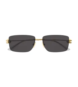 Bottega Veneta Men's Grey Rectangular Sunglass