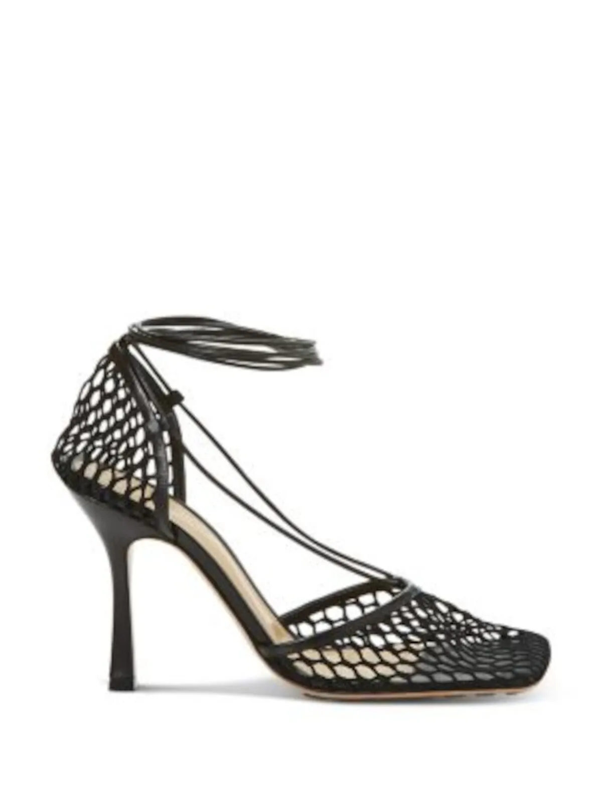 BOTTEGA VENETA Womens Black Cut Out Square Toe Stiletto Lace-Up Dress Heeled