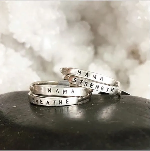 Breathe: Stamped Silver Ring by Christina Kober