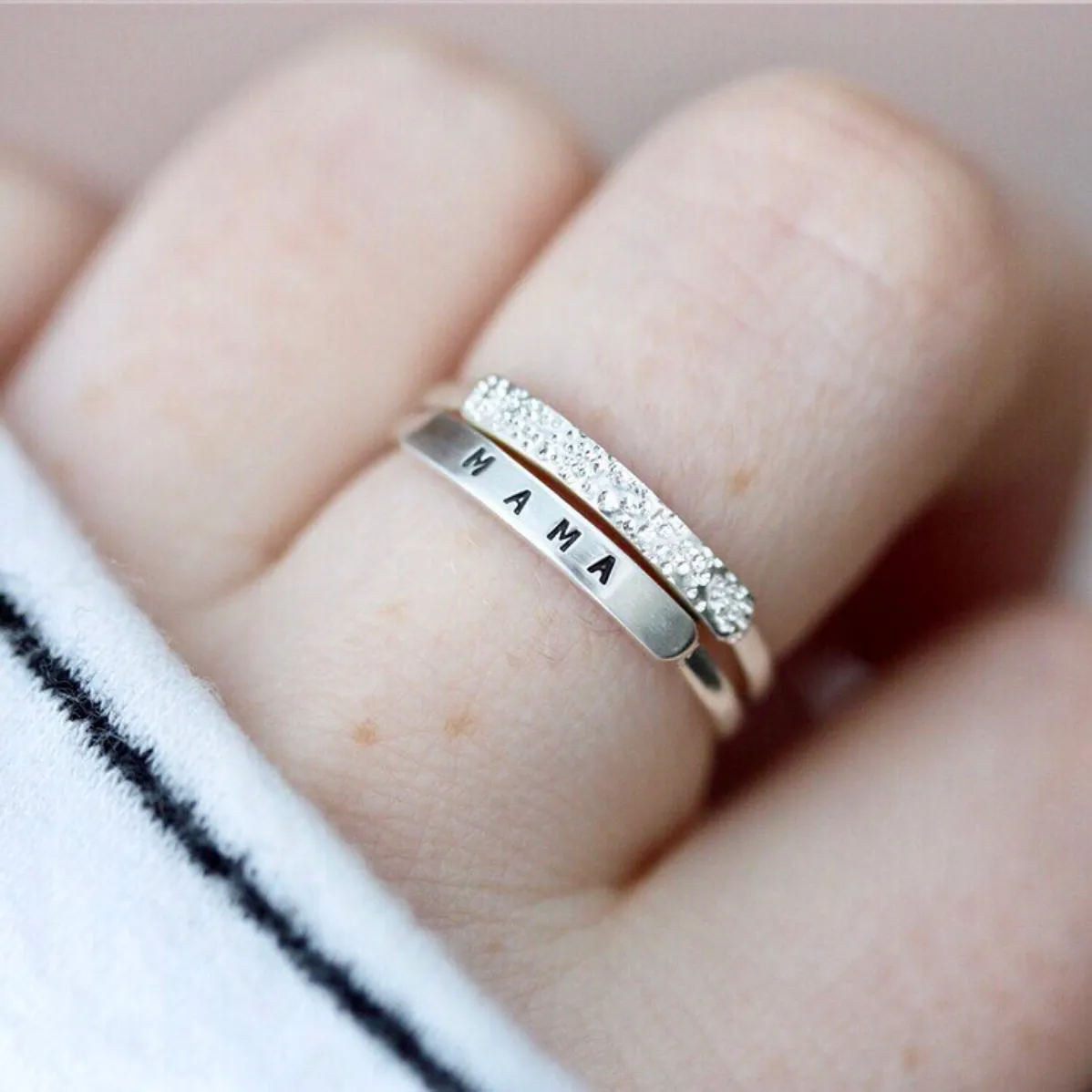 Breathe: Stamped Silver Ring by Christina Kober