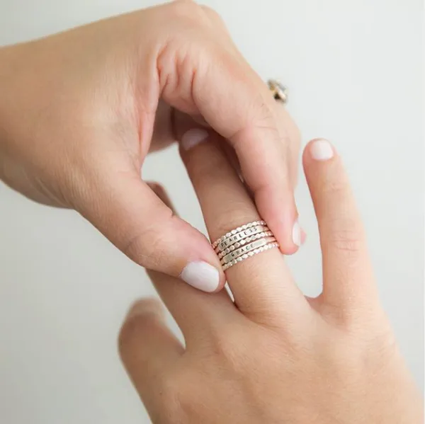 Breathe: Stamped Silver Ring by Christina Kober