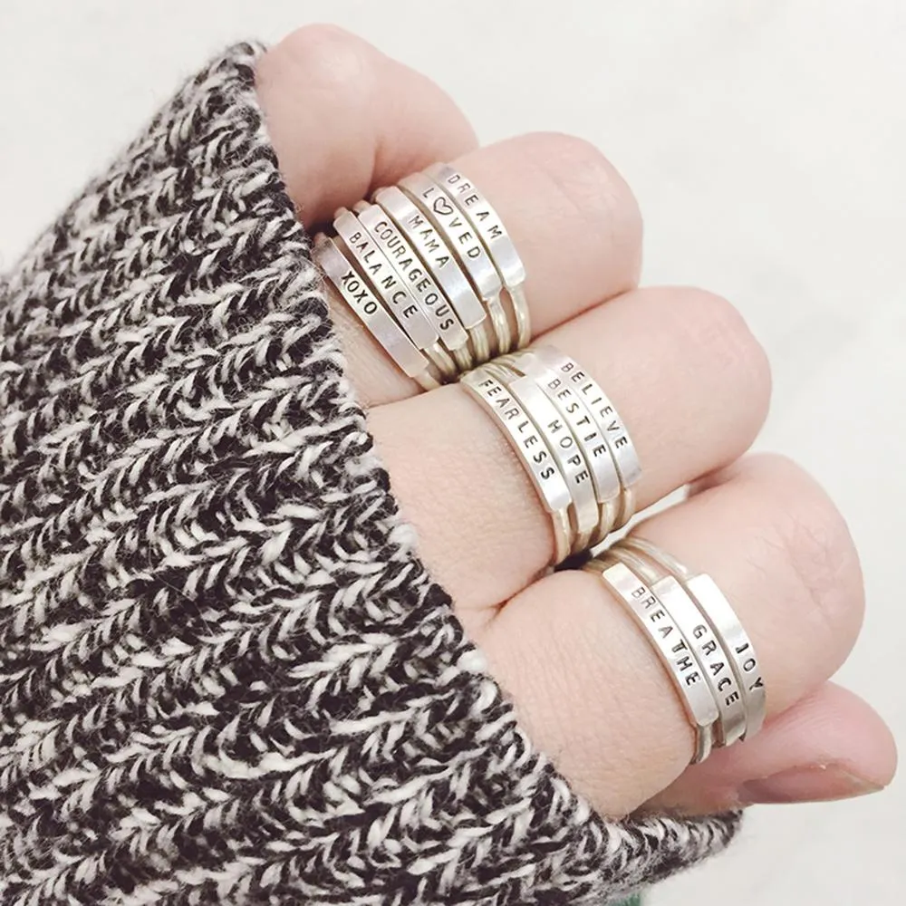 Breathe: Stamped Silver Ring by Christina Kober
