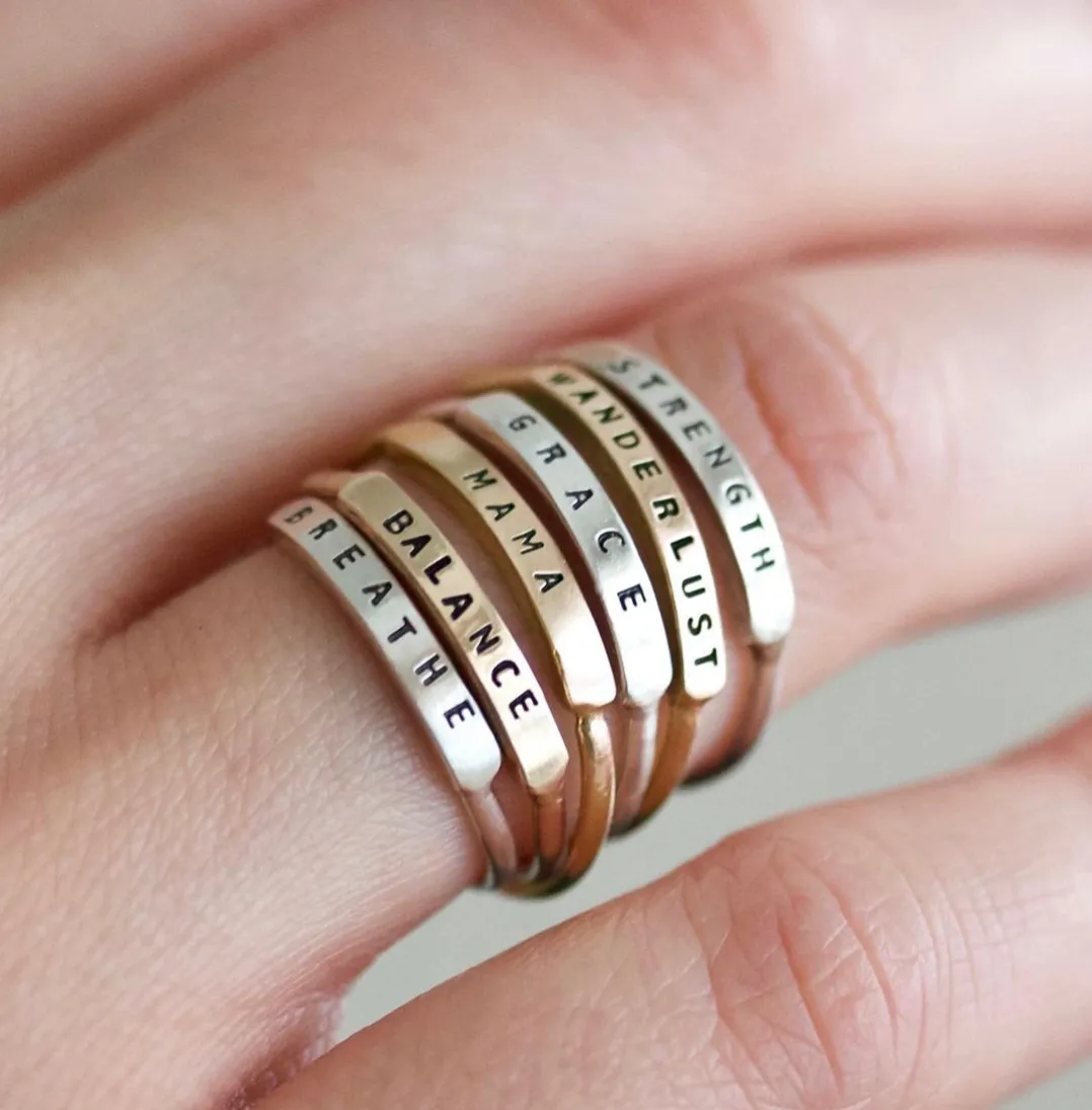 Breathe: Stamped Silver Ring by Christina Kober