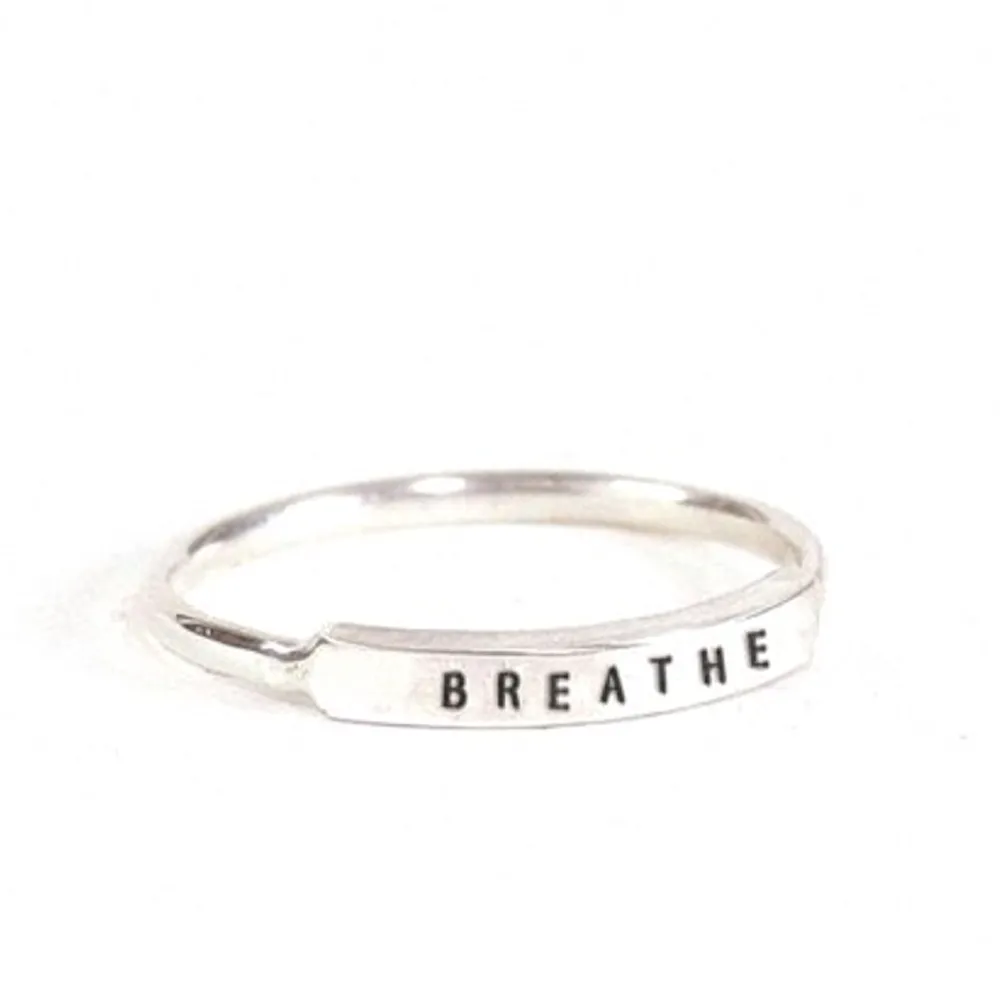 Breathe: Stamped Silver Ring by Christina Kober