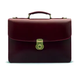Bridle Hide Harvard Briefcase - Burgundy