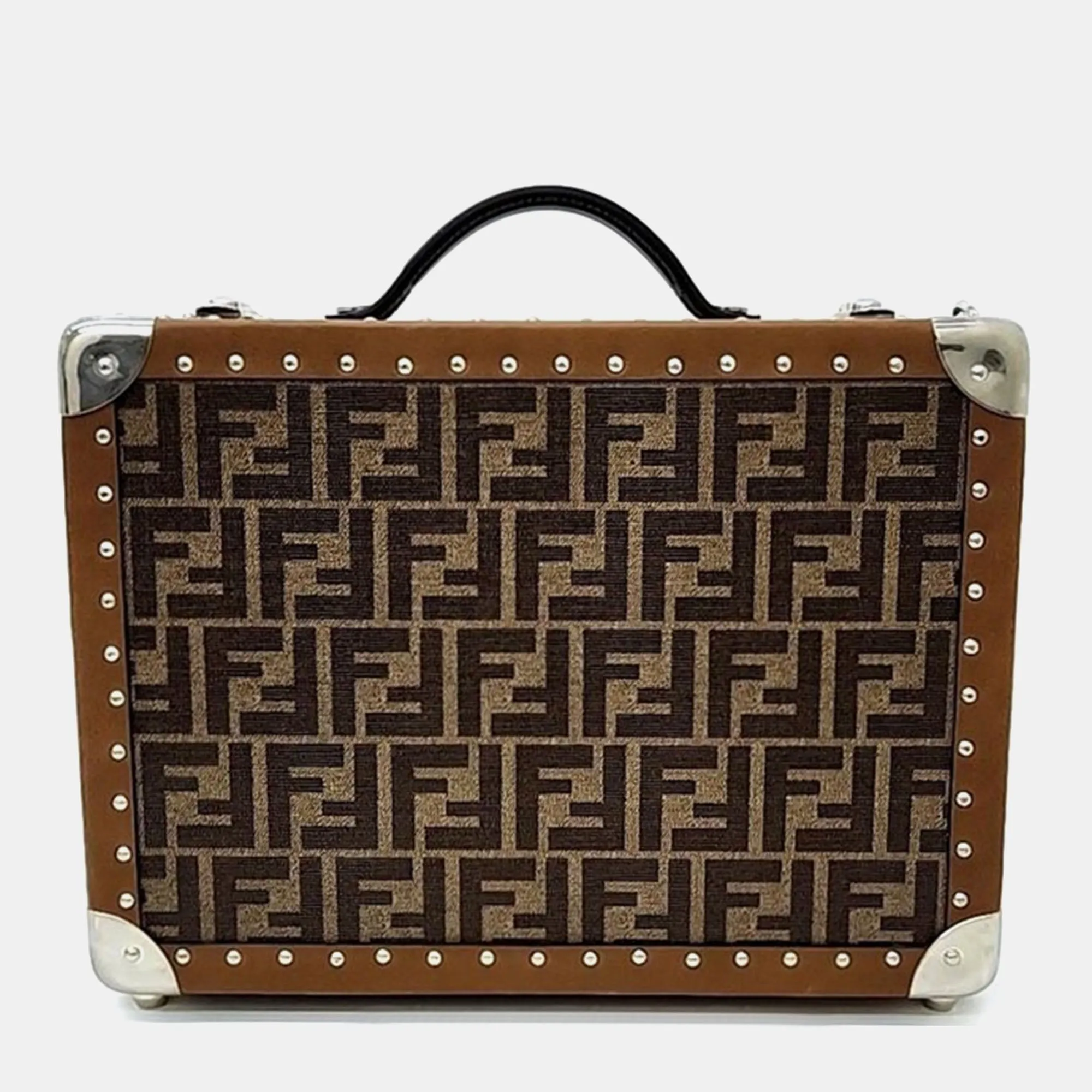 Brown Leather Ff Monogram Small Suitcase