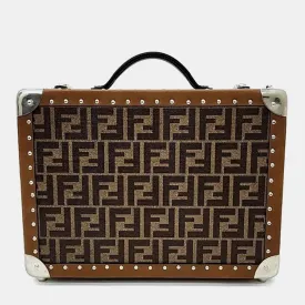 Brown Leather Ff Monogram Small Suitcase