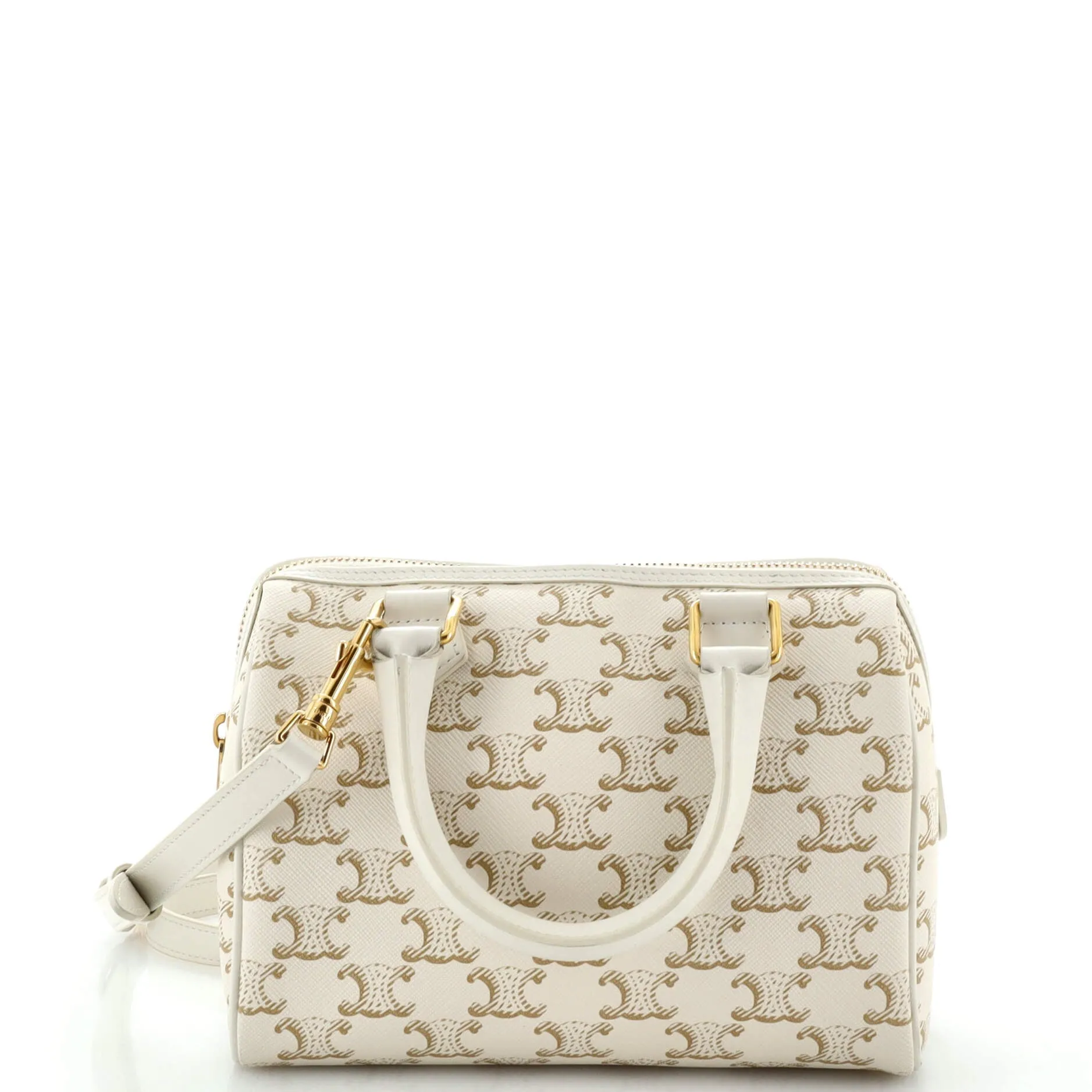 CELINE Boston Bag Triomphe Coated Canvas Small