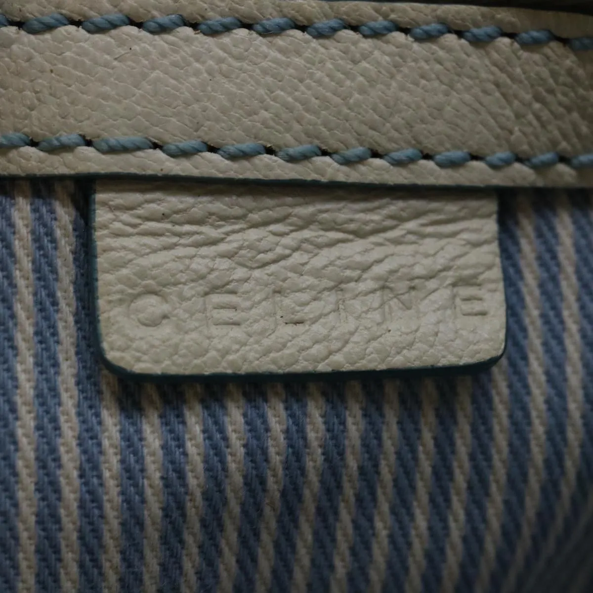 CELINE C Macadam Canvas Boogie Hand Bag Light Blue Auth bs12768