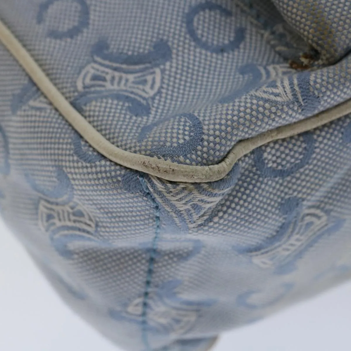 CELINE C Macadam Canvas Boogie Hand Bag Light Blue Auth bs12768