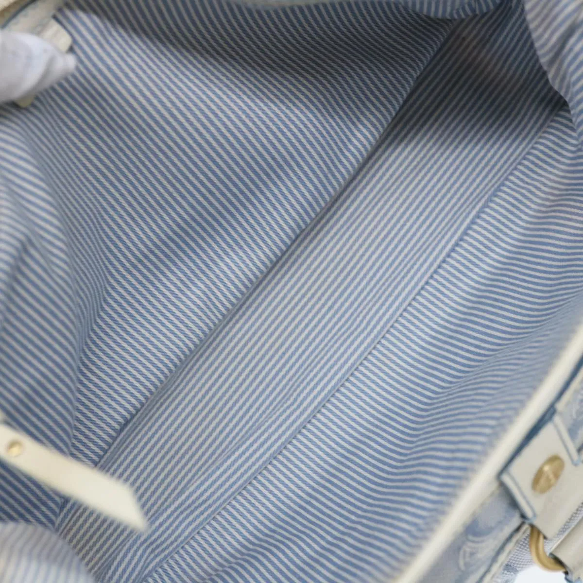 CELINE C Macadam Canvas Boogie Hand Bag Light Blue Auth bs12768