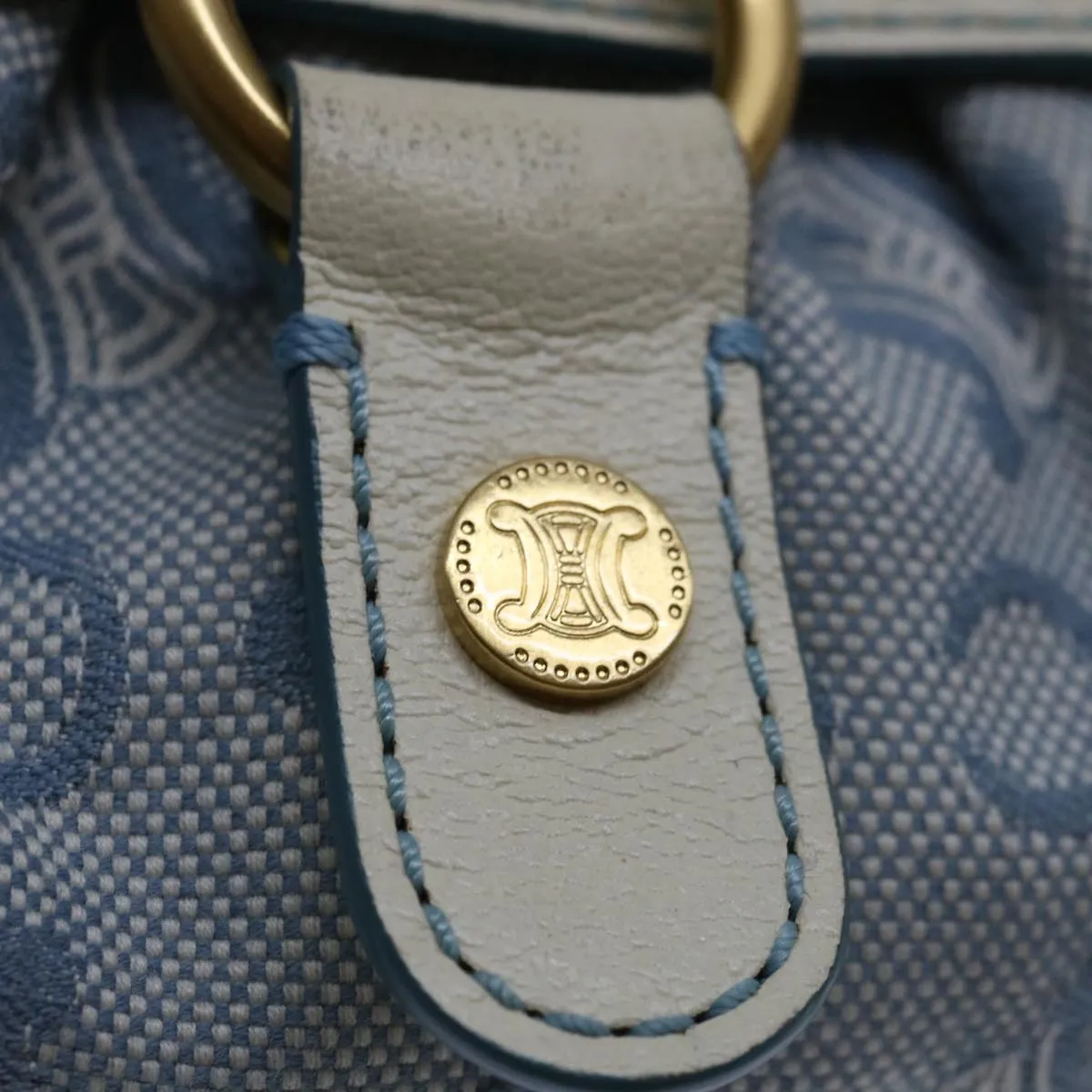 CELINE C Macadam Canvas Boogie Hand Bag Light Blue Auth bs12768